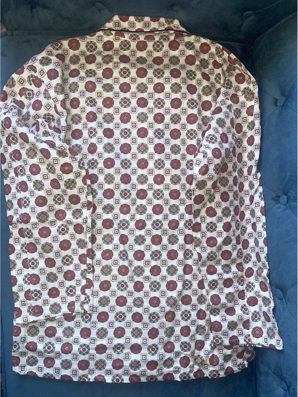 Vintage 1960s Sears Easy Care Men’s Pajama SET B Med Cotton Medallion Print PJs